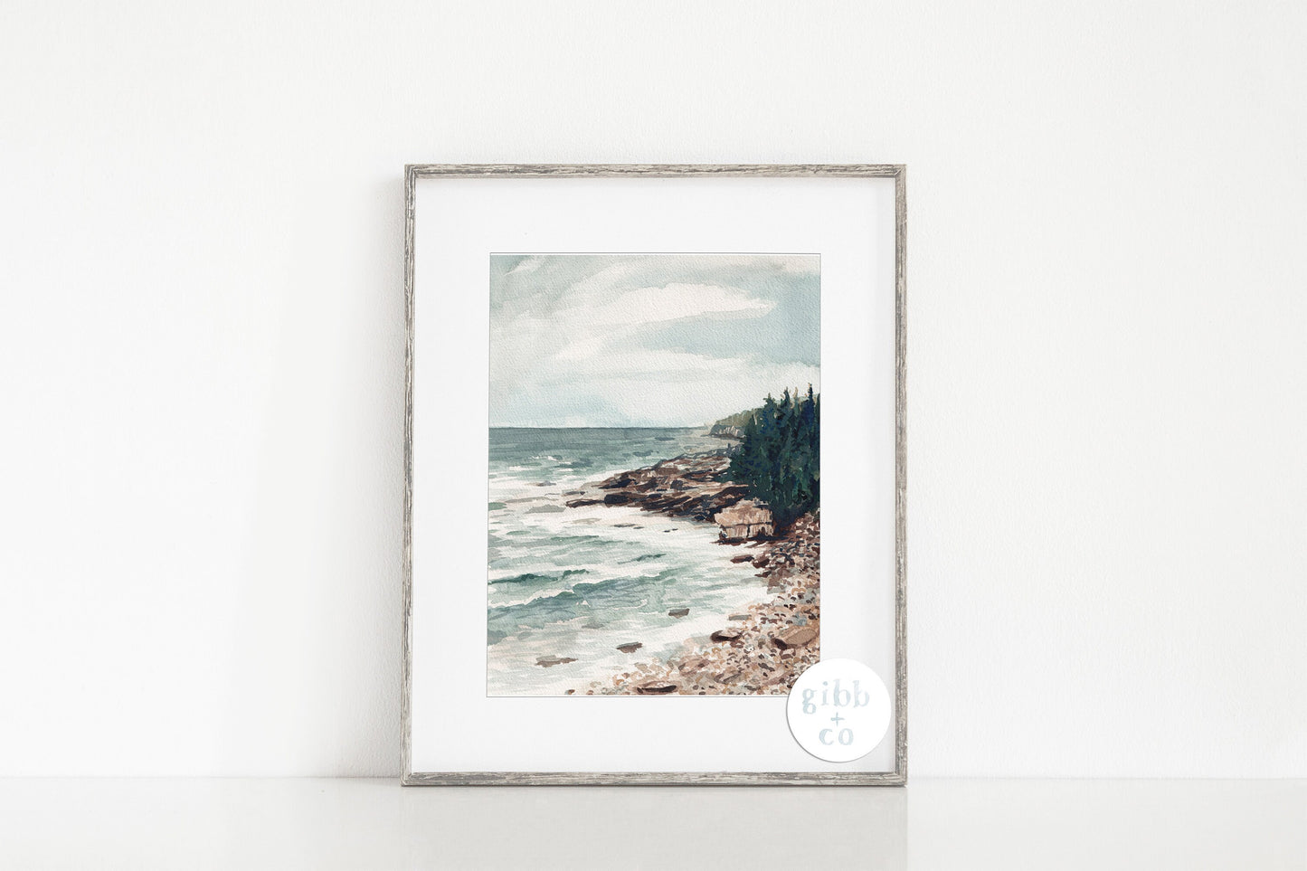 Maine travel art, Acadia National Park art, Coastal art print, Maine watercolor art print, modern coastal art, travel art print