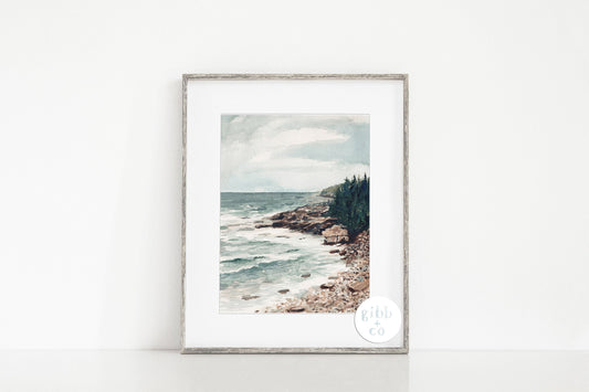 Maine travel art print, Acadia National Park art, Seascape art print, Coastal art print