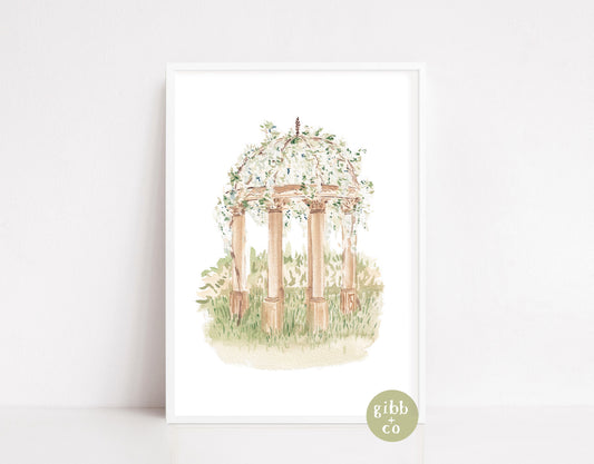 Wisteria Arbor, Rose arbor, Wisteria door, neutral colored art, floral art print, garden art print