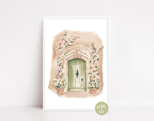 Rose arbor, Wisteria door, Wisteria door, Rose door, neutral colored art, garden art, door art, floral art print, garden art print, architecture art print