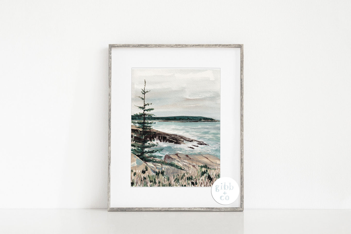 Maine travel art, Acadia National Park art, Coastal art print, Maine watercolor art print, modern coastal art, travel art print