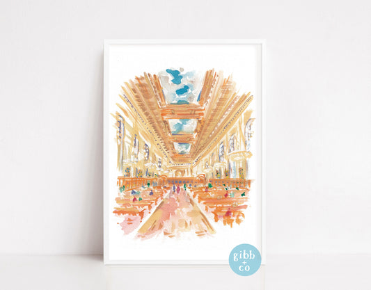New York Public Library art, Empire State, St Patricks Cathedral, Bethesda Fountain, travel art print