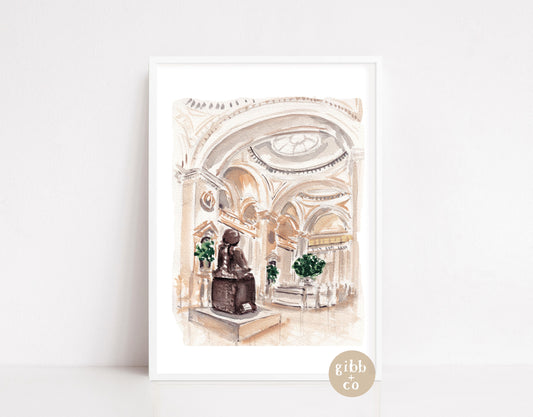 the Met, New York travel art, Metropolitan Museum, Central Park, Bethesda Fountain, Washington Square Park, travel art print