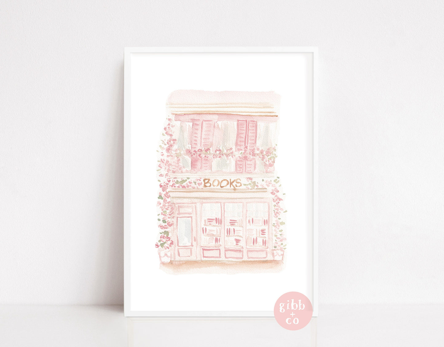 Pink Pastel Bookshop, Book lover, Bookshop series, book art print