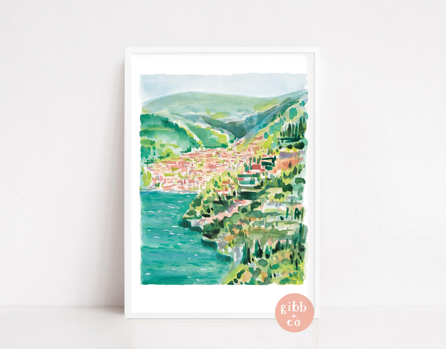 Amalfi Coast travel art, Positano, Italy art print, watercolor art print, Italian art, Positano travel watercolor, travel art print