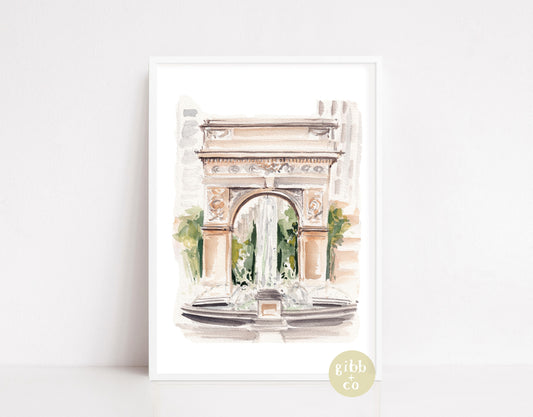 Washington Square, New York travel art, the Met, Metropolitan Museum, Central Park, Bethesda Fountain, Washington Square Park, travel art print