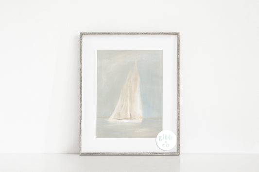 Sailboat on the water art print, Coastal art print, nursery art print