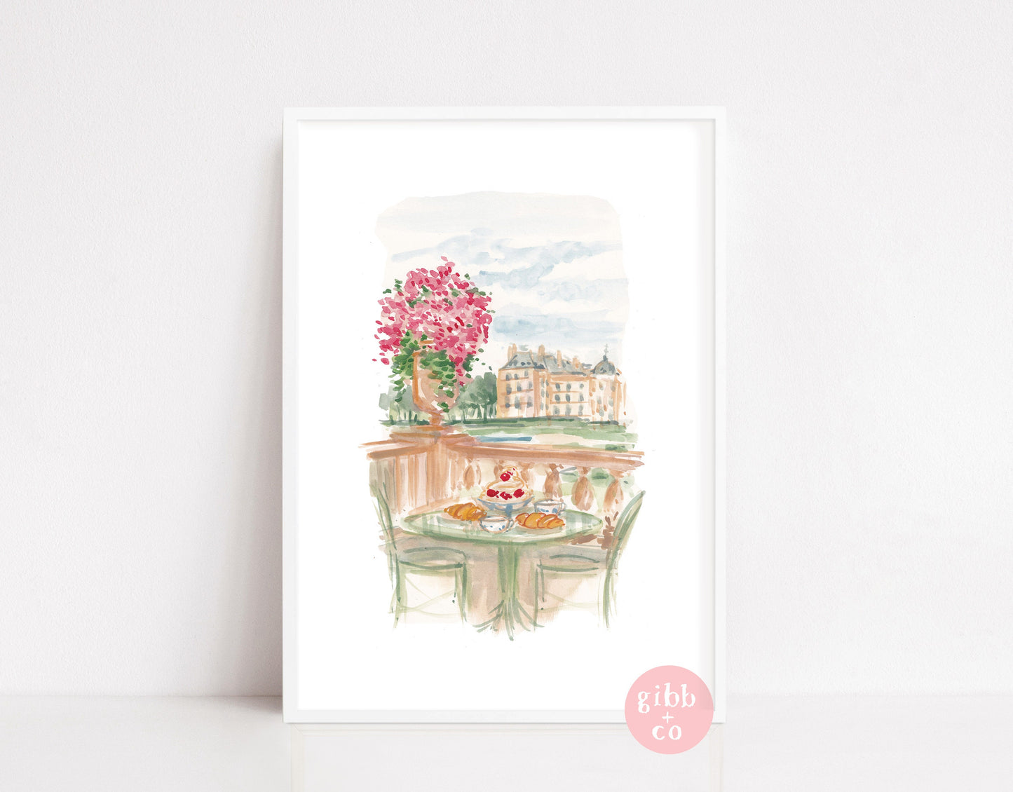 Paris Cafe travel art print, Paris Cafe, Carousel, Garden Luxembourg, pink art print, French travel art