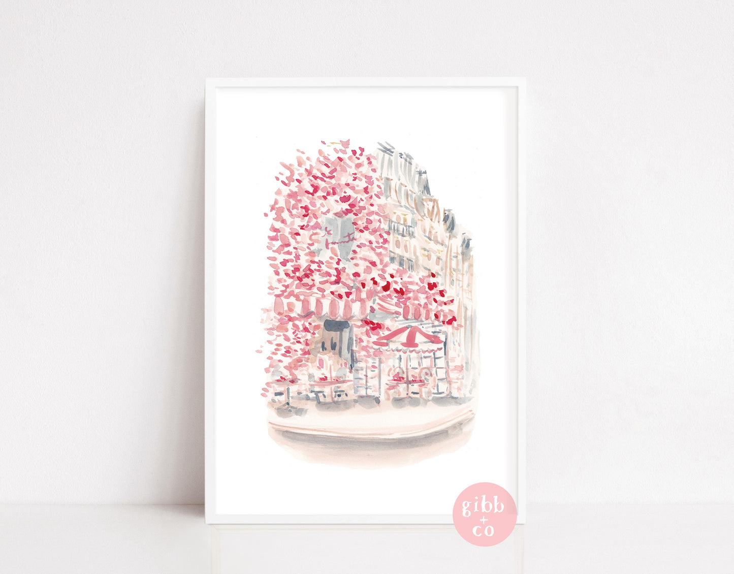 Paris Cafe travel art print, Paris Cafe, Carousel, Garden Luxembourg, pink art print, French travel art