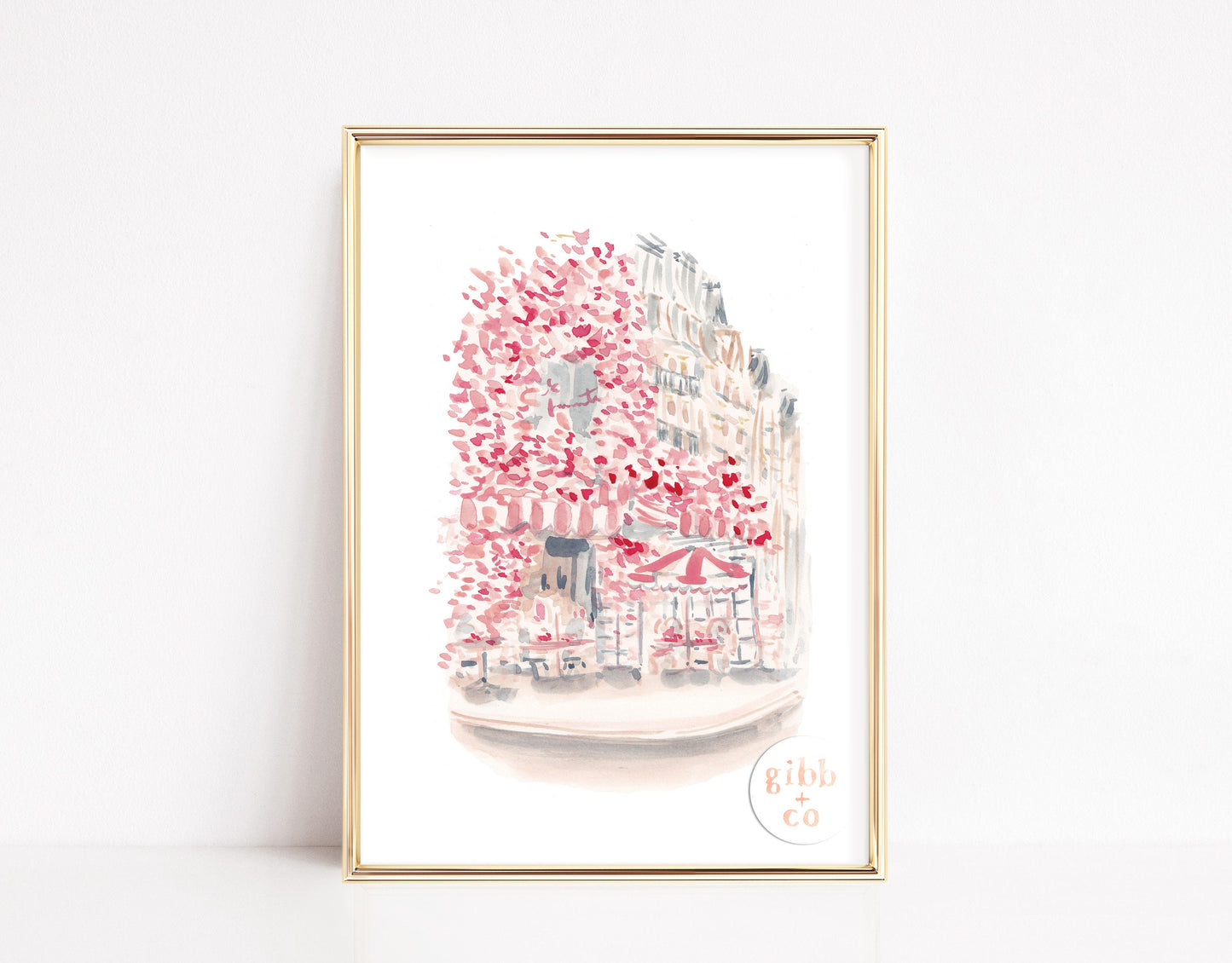 Paris Cafe travel art print, Paris Cafe, Carousel, Garden Luxembourg, pink art print, French travel art