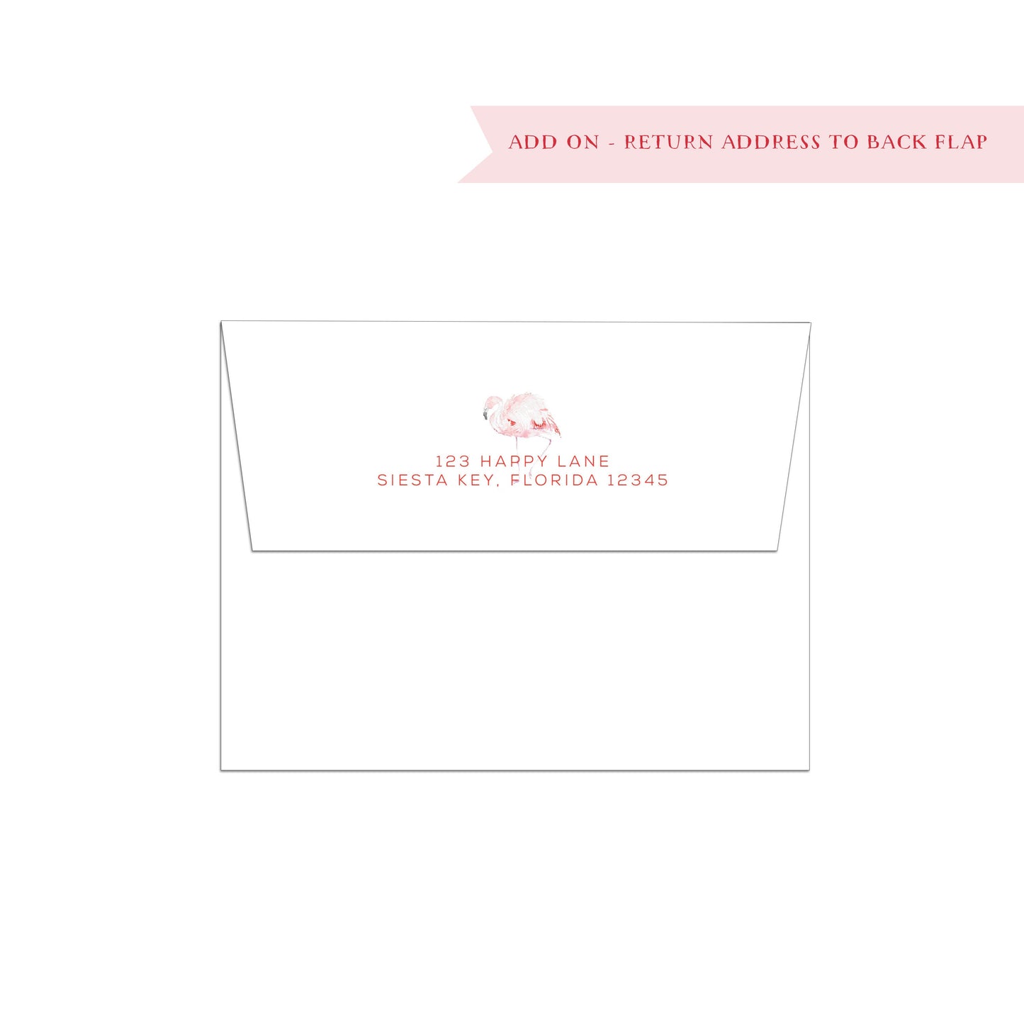 Add on | printed envelope | flap | return address | personalized stationery