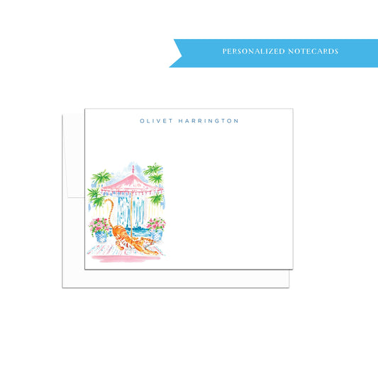 Personalized stationery set, whimsical notecards, tiger, colorful stationery, gift for teacher, bridal party gift, gift for mom, yoga