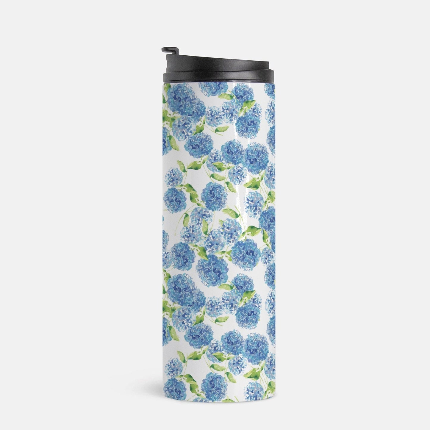 Blue Hydrangeas Thermal Tumbler, 16 oz. gift for mom, tiger, cheetah, peacock, for teacher, drink tumbler, pink, cold beverage, hot beverage