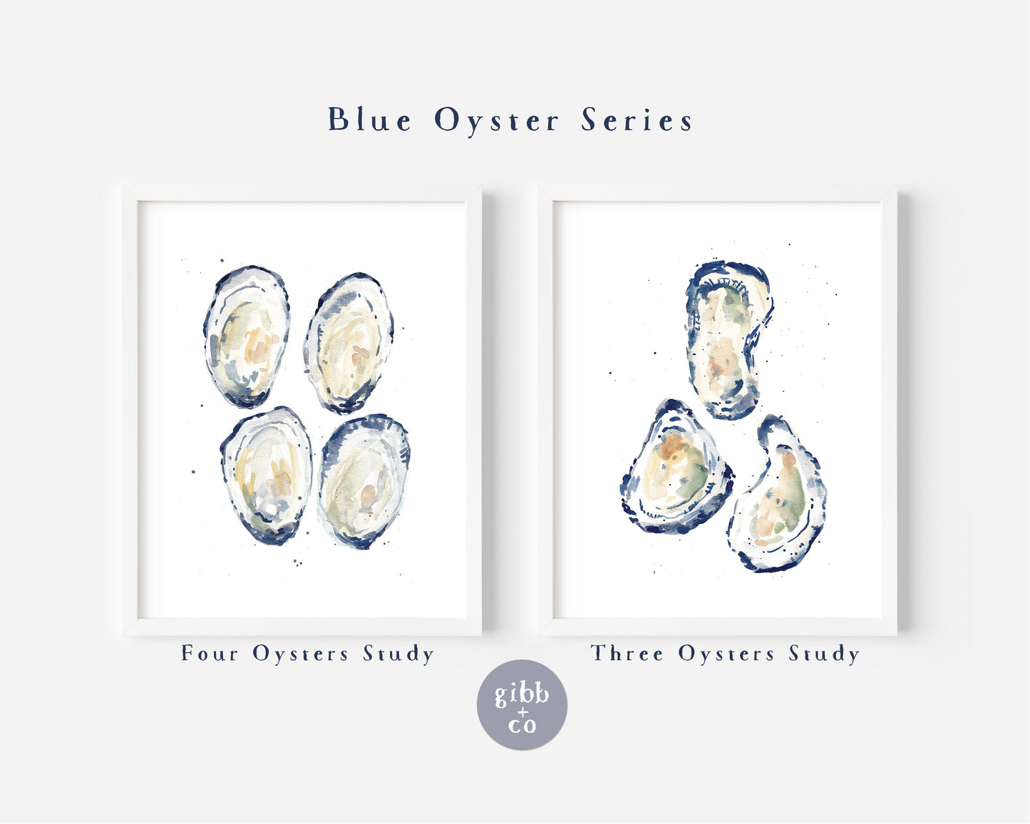 Three Blue Oysters art print, Coastal art print, beach art print