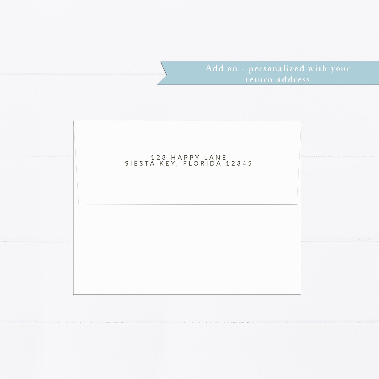 Add on | printed envelope | flap | return address | personalized stationery