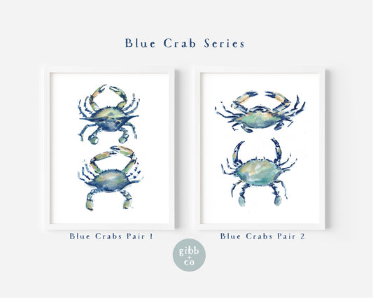 Blue Crab art print series, Coastal art print, beach art print