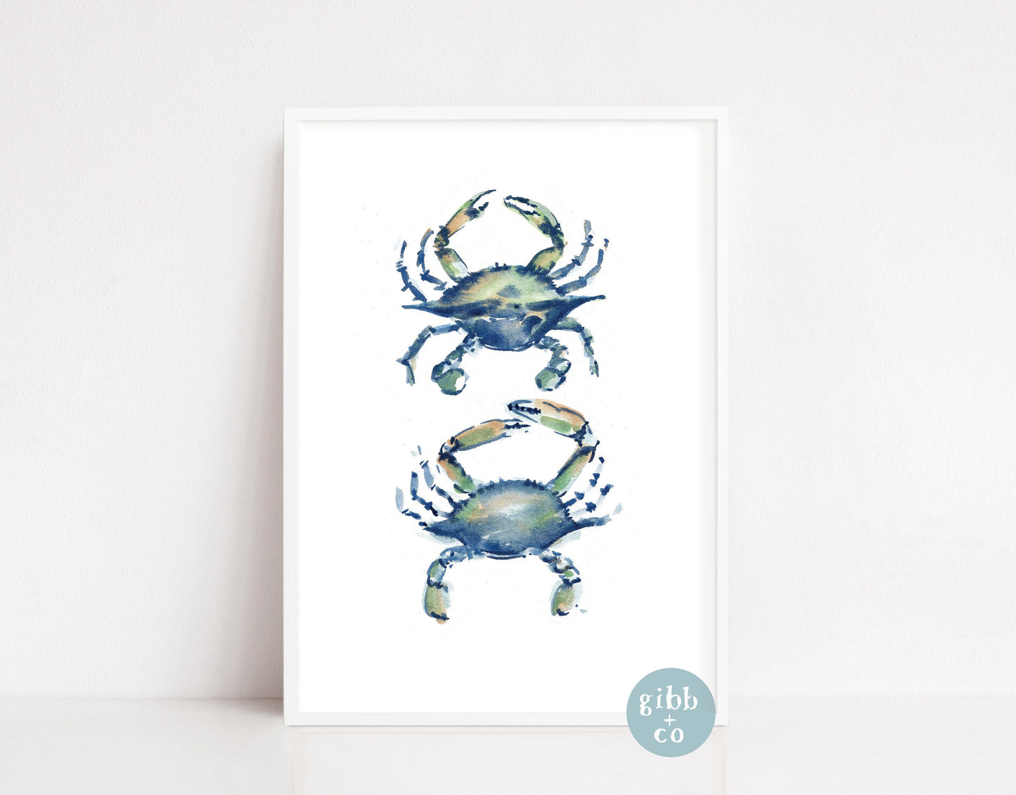 Blue Crab art print series, Coastal art print, beach art print