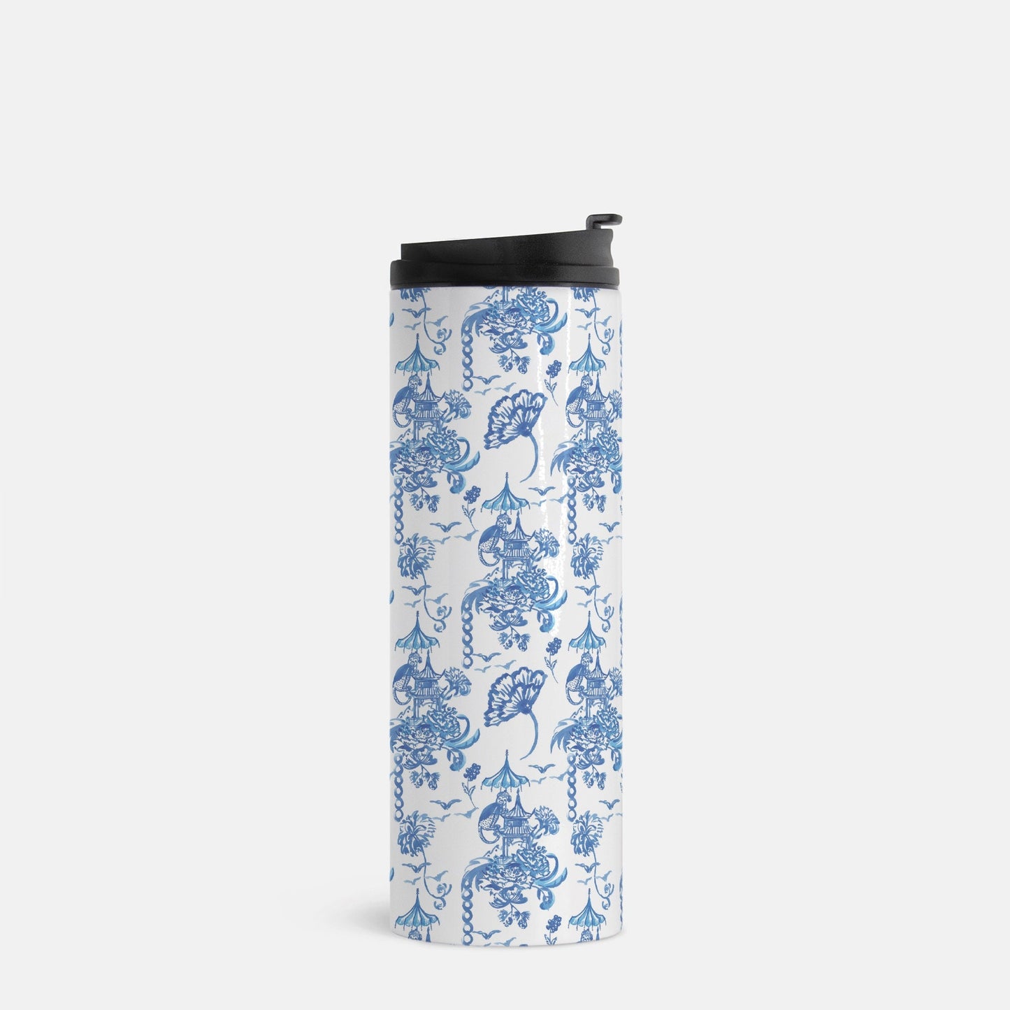 Chinoiserie Thermal Tumbler 16 oz., Blue Monkey, elephant, 16 oz., gift for mom, for teacher, drink tumbler, pink, cold and hot beverage