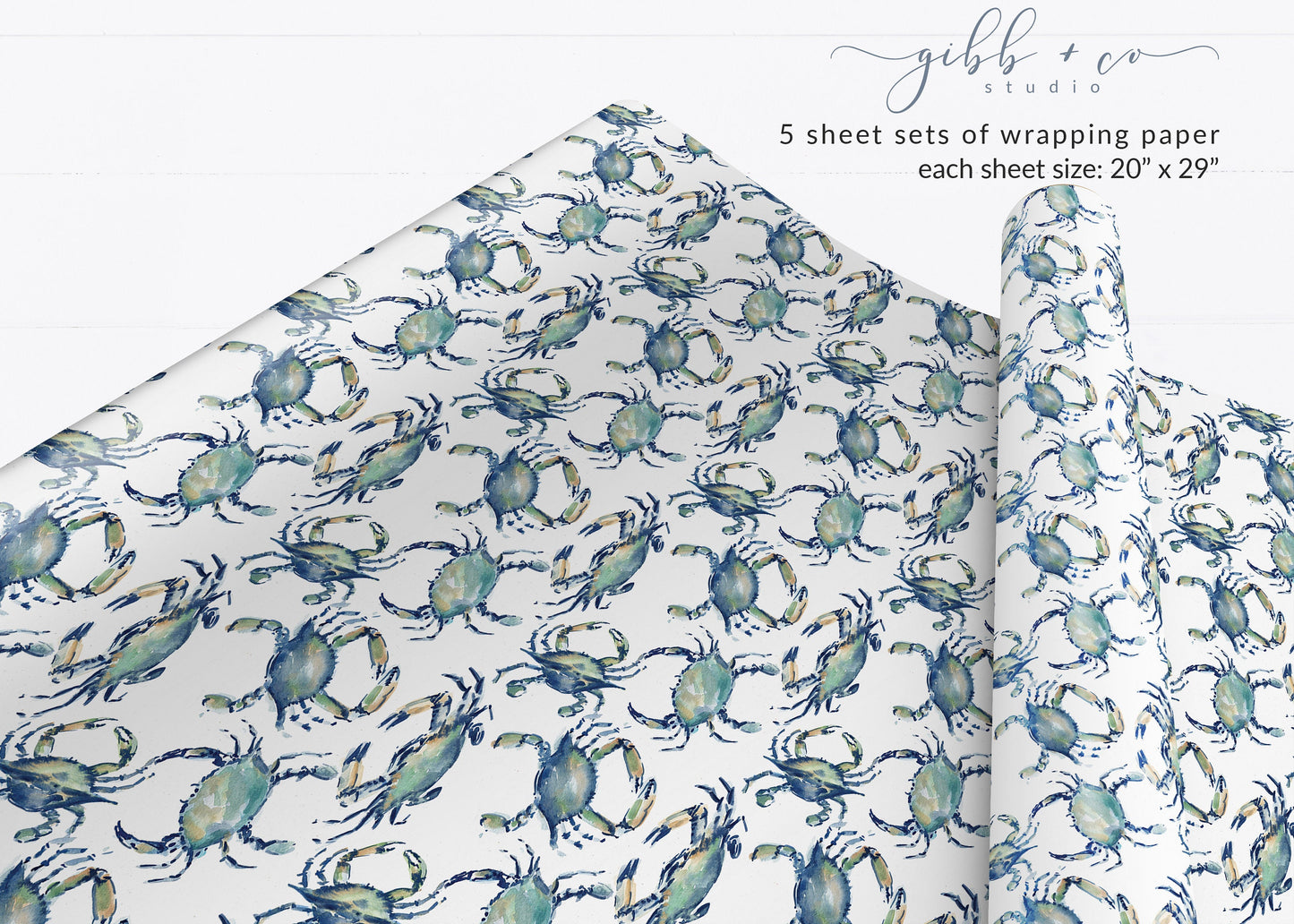 Blue crabs wrapping paper