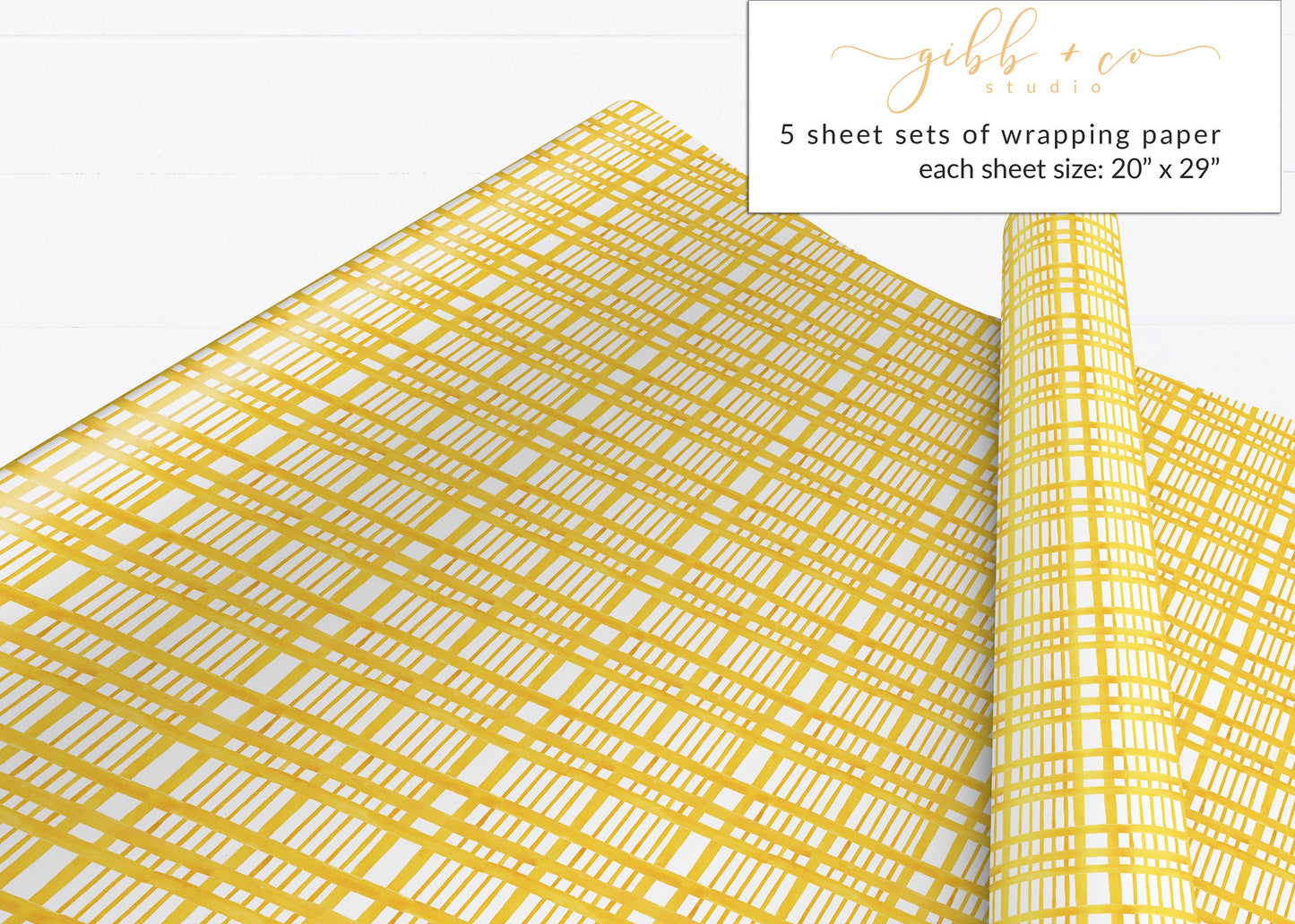 Yellow plaid wrapping paper