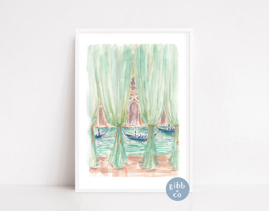 Venice travel art, Italy art print, watercolor art print, Italian art, Canal travel watercolor, Italy coast, travel art print