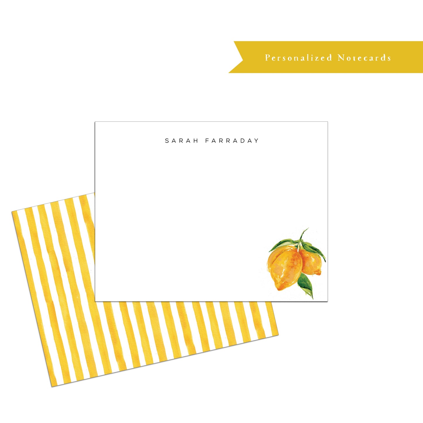 lemon personalized notecards, lemon positano, Amalfi lemons, yellow, gift for writer, personalized stationery, gift for teacher, shower gift