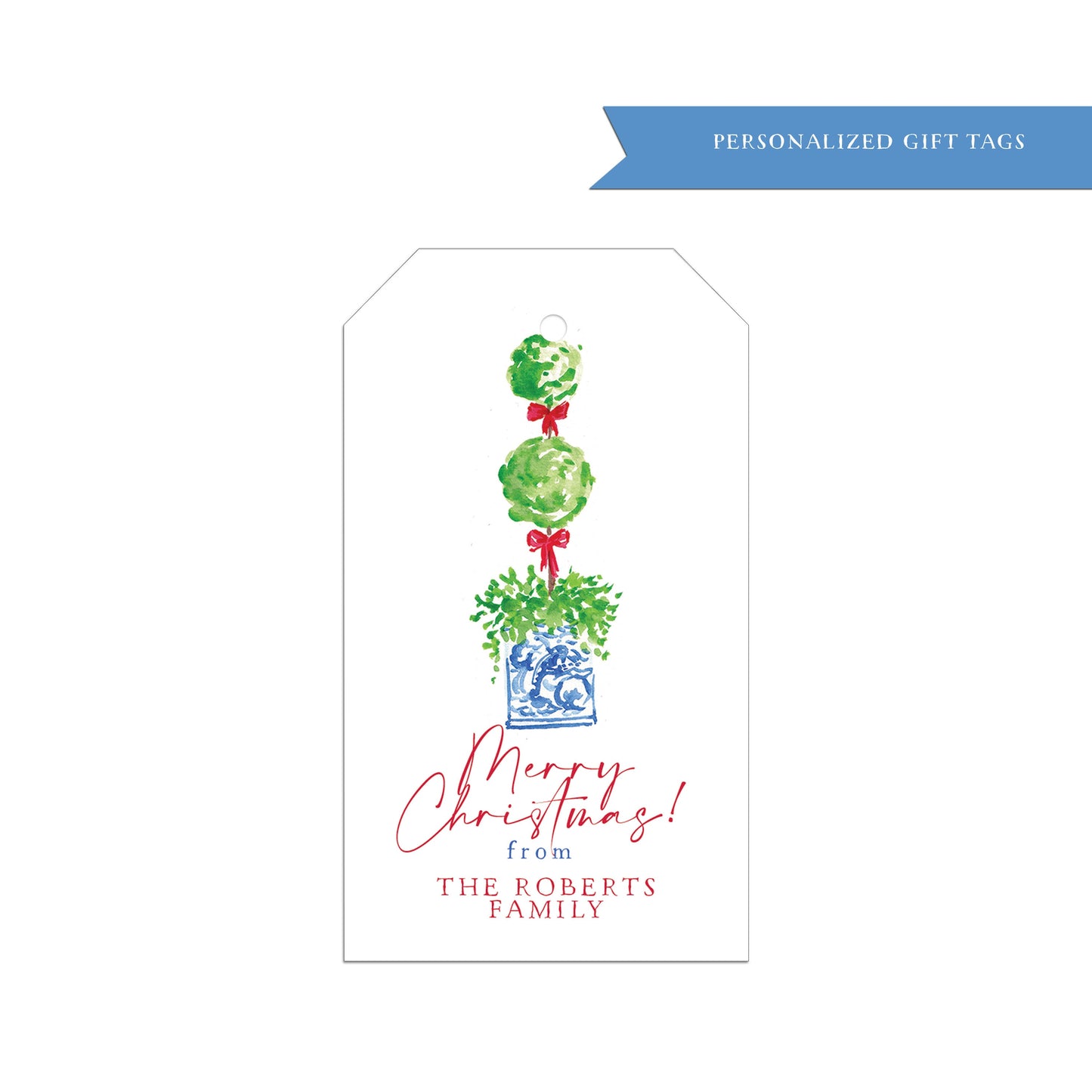 Chinoiserie Christmas Topiary gift tag, personalized gift tags, personalized gift tags, paper products, whimsical, Christmas tags, topiary, Personalized Christmas gift tag, personalized holiday gift tag