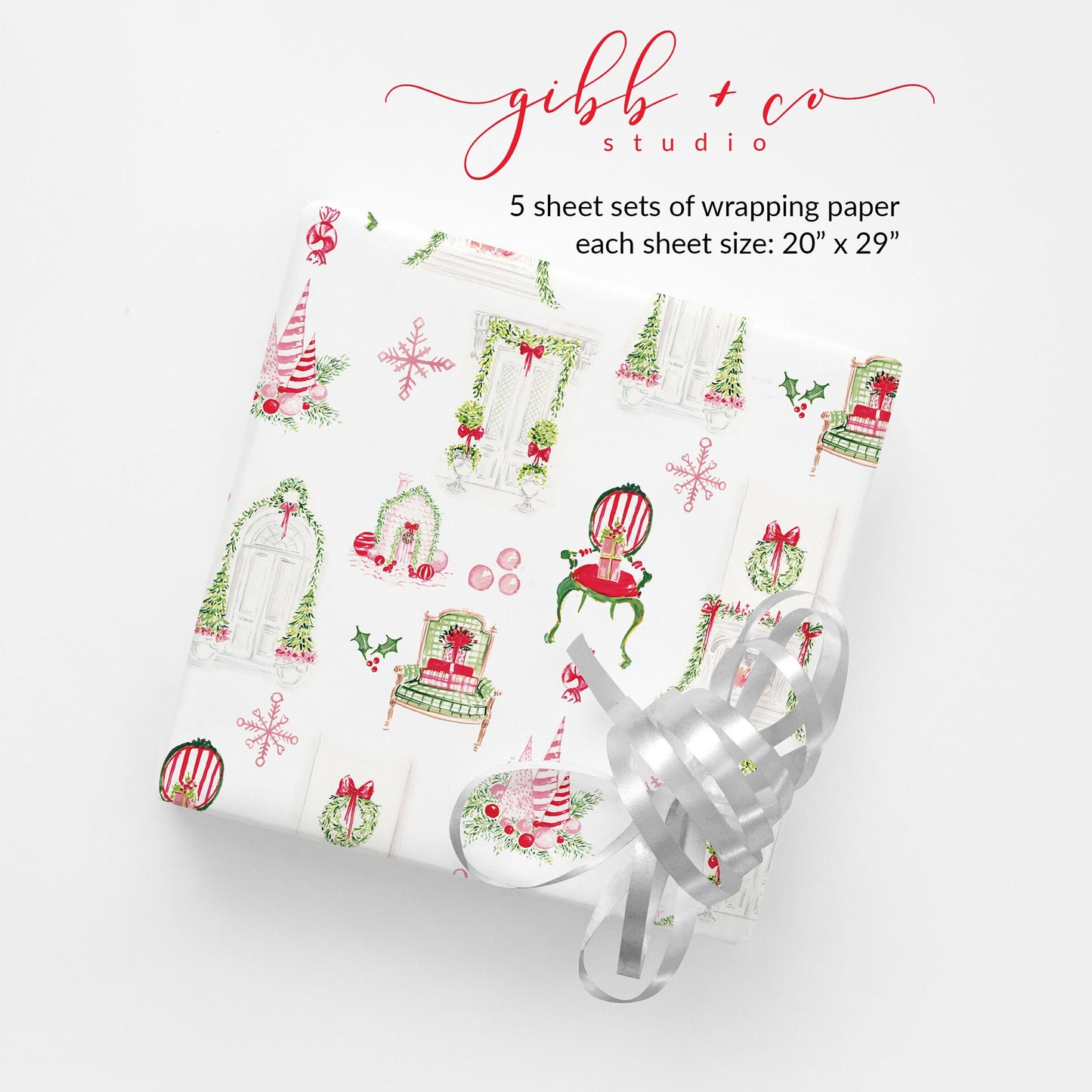 Christmas bright fireplace wrapping paper, Christmas wrapping paper, holiday wrapping paper