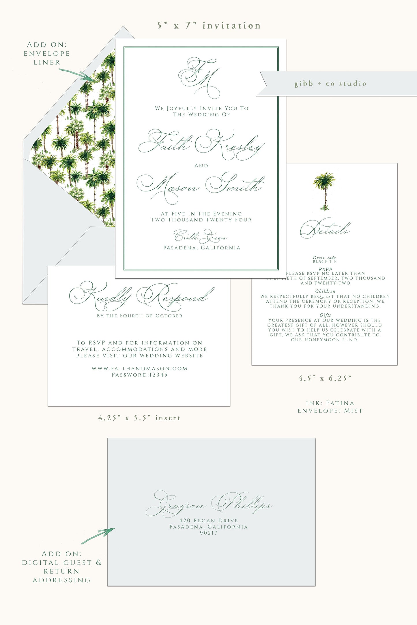 Printed tropical wedding invitations, Semi Custom printed wedding invitations, tropical, watercolor, wedding invitations, rsvp, details, Olivia Collection